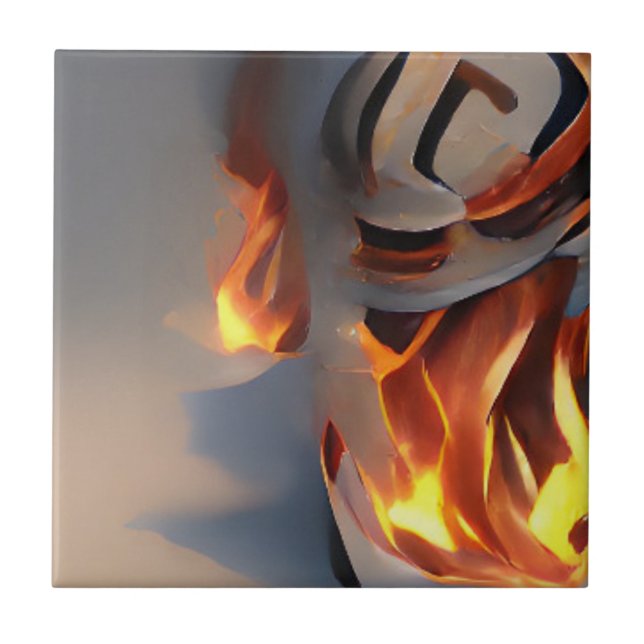 Fire abstract graphic art grey ash tile (Front)