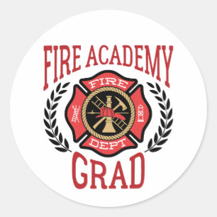 Fire Academy Grad Graduation Classic Round Sticker