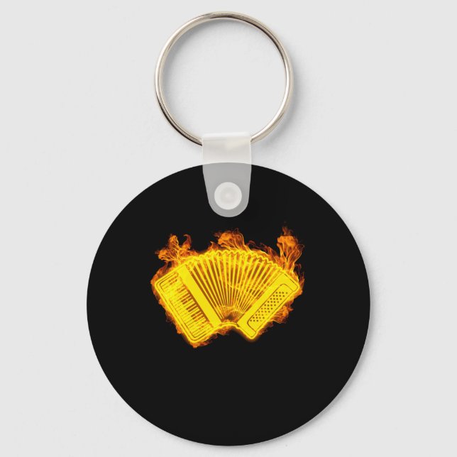 Fire Accordion Keyboard Instrument Keychain (Front)