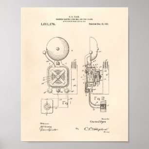 Fire Alarm 1911 Patent Art - Old Peper Poster