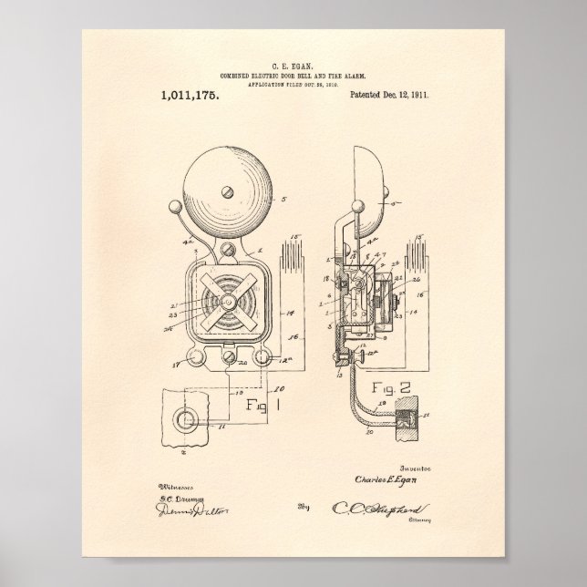 Fire Alarm 1911 Patent Art - Old Peper Poster (Front)