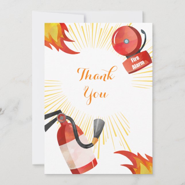 Fire Alarm Birthday Thank You Card (Front)