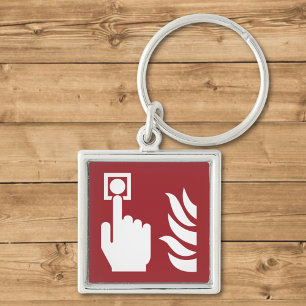 Fire Alarm Button Safety Sign Keychain