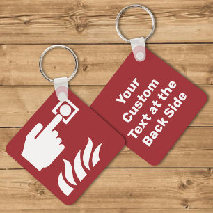 Fire Alarm Button Safety Sign Keychain