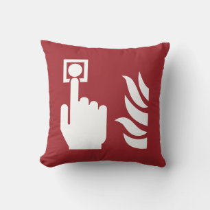Fire Alarm Button Safety Sign Throw Pillow