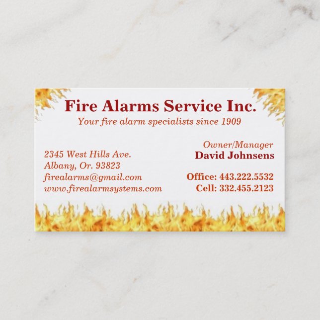 Fire alarm system repair extinguisher card (Front)