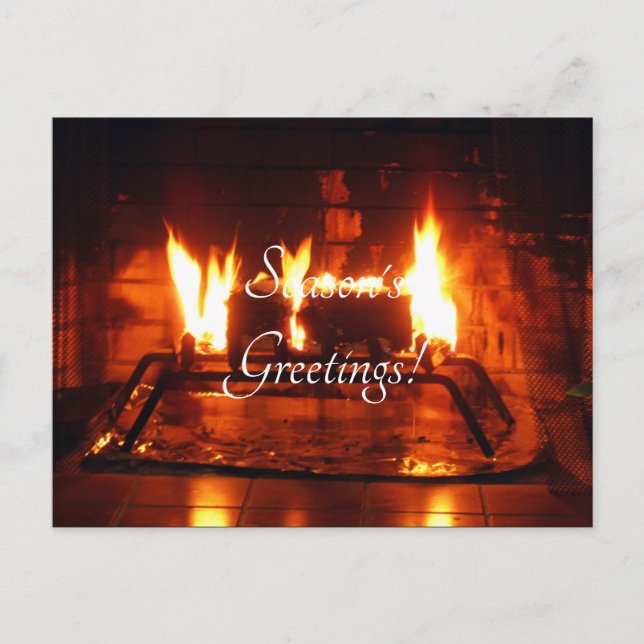 fire and fireplace holiday postcard (Front)
