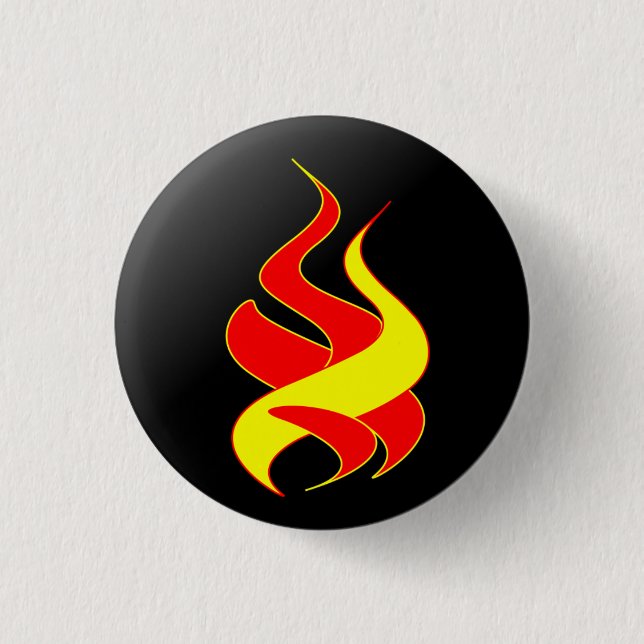 fire and flame 1 inch round button (Front)