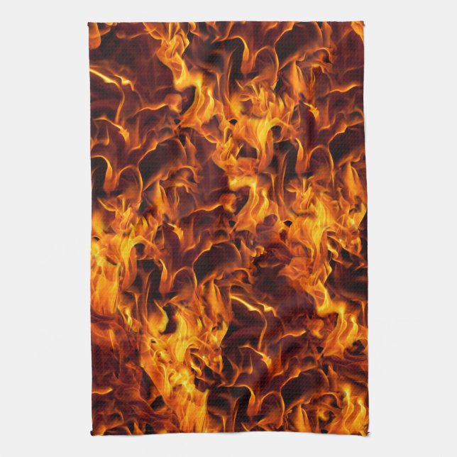Fire and Flame Pattern Kitchen Towel (Vertical)