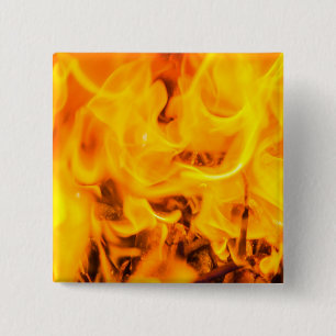 Fire and flames 2 inch square button