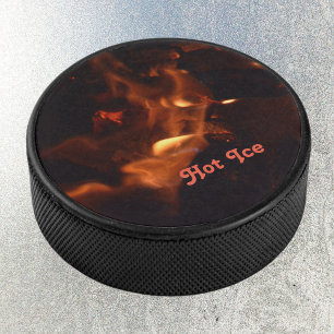 Fire and Flames Burning Devil Customizable Hockey Puck