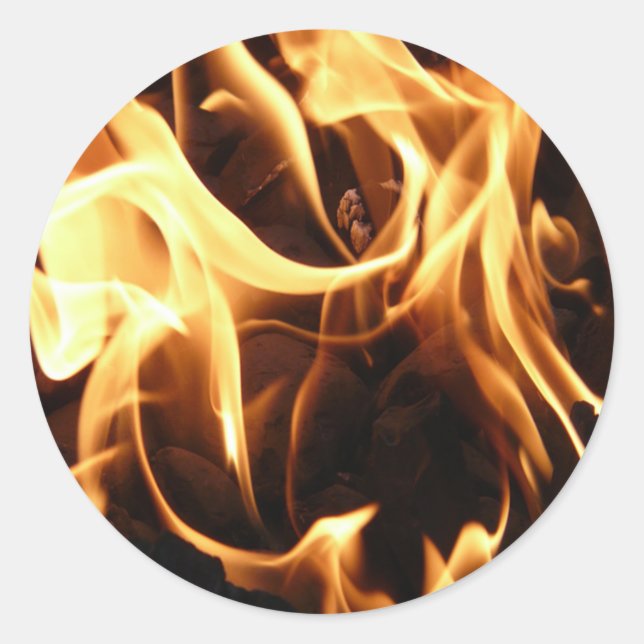 Fire and Flames Classic Round Sticker (Front)