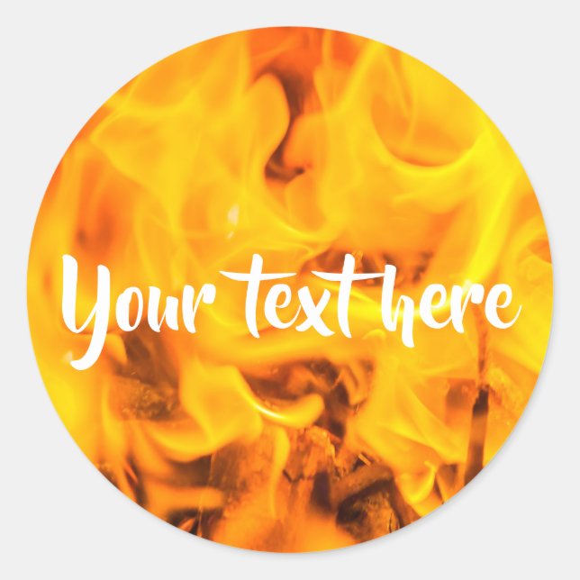 Fire and flames classic round sticker (Front)