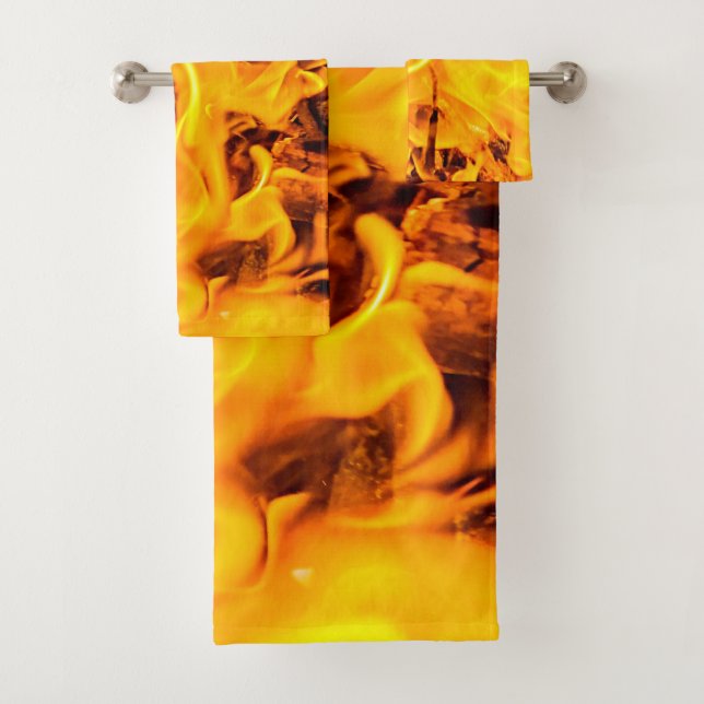 Fire And Flames Pattern Bath Towel Set (Insitu)