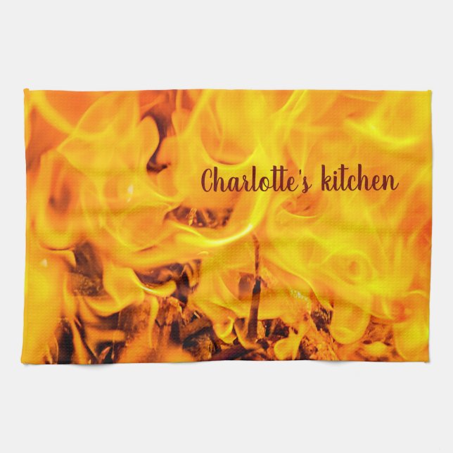 Fire And Flames Pattern Kitchen Towel (Horizontal)