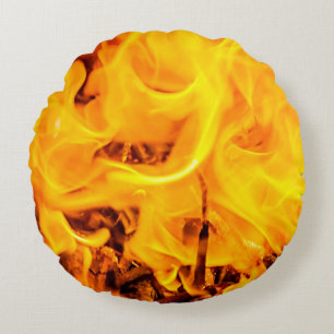 Fire And Flames Pattern Round Pillow