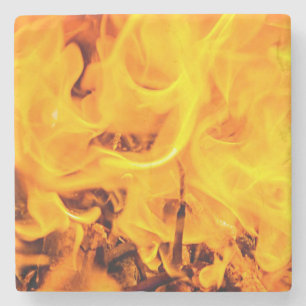 Fire And Flames Pattern Stone Coaster