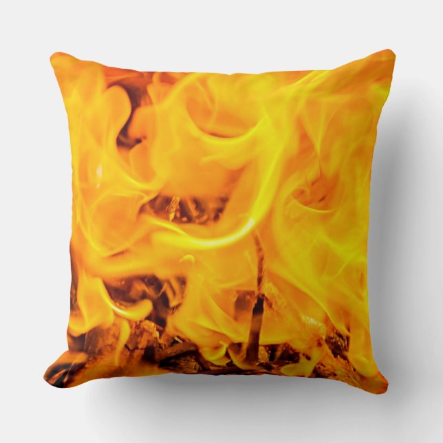 Fire And Flames Pattern Throw Pillow (Front)
