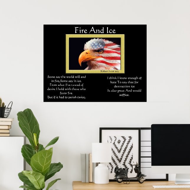 Fire And Ice Bald Eagle 4th Of July Posters 13 (Home Office)