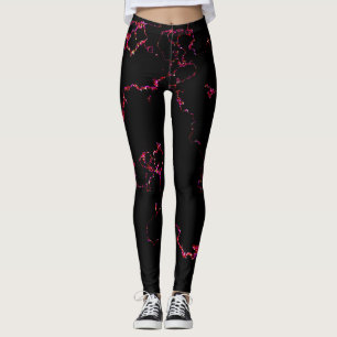Fire and Ice: Black and Red Shiny Leggings