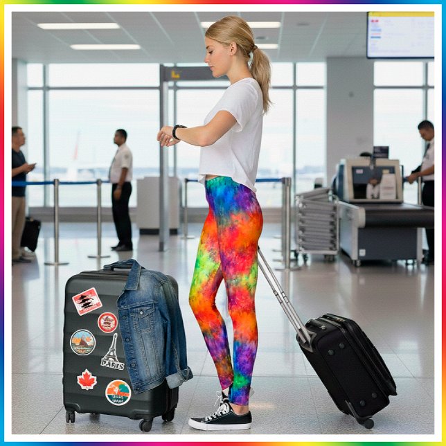 [Fire and Ice] Bright Bold Rainbow Tie-Dye Leggings (Travel in comfort. )