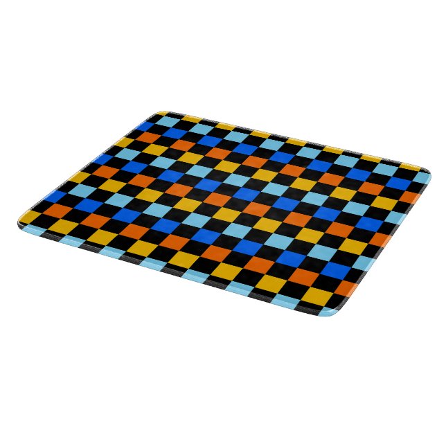 Fire and ice checkerboard pattern cutting board (Corner)