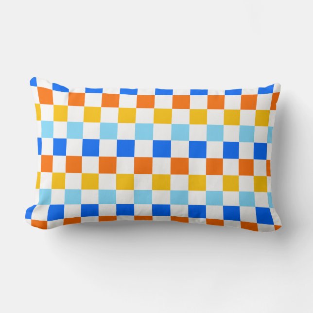 Fire and ice checkerboard pattern lumbar pillow (Front)