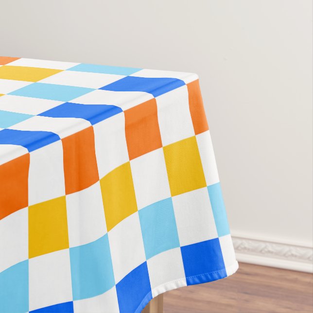 Fire and ice checkerboard pattern tablecloth (In Situ)
