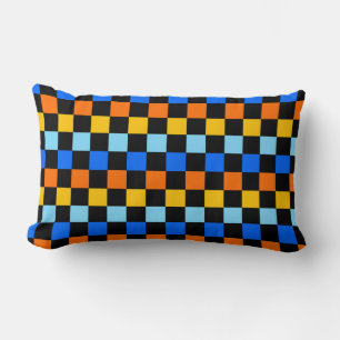 Fire and ice chequerboard pattern lumbar pillow