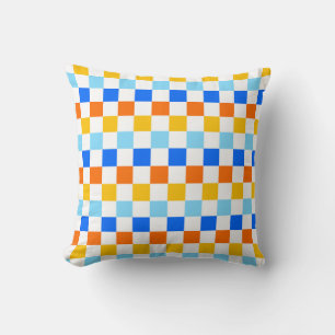 Fire and ice chequerboard pattern throw pillow