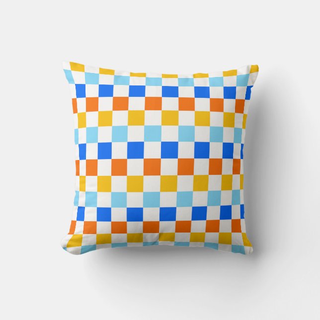 Fire and ice chequerboard pattern throw pillow (Front)
