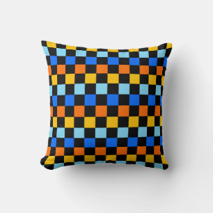 Fire and ice chequerboard pattern throw pillow