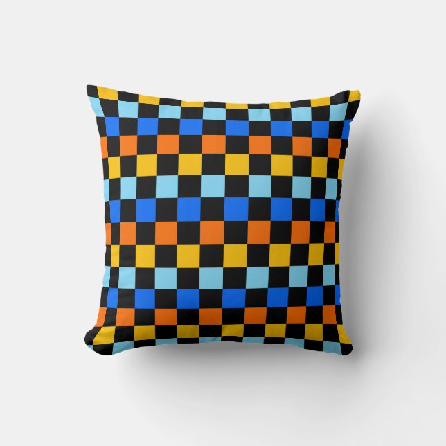 Fire and ice chequerboard pattern throw pillow (Front)