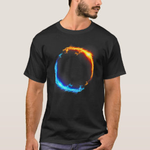 Fire and Ice Dragon Versus Battle Balance Circle T-Shirt