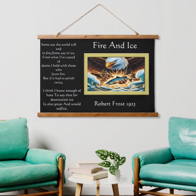 Fire And Ice Eagle Capturing Prey  Hanging Tapestry (Living Room)