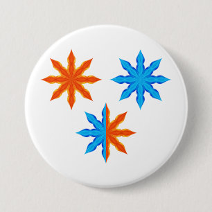 Fire and Ice Eight Point Stars 3 Inch Round Button