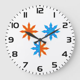 Fire and Ice Eight Point Stars Large Clock