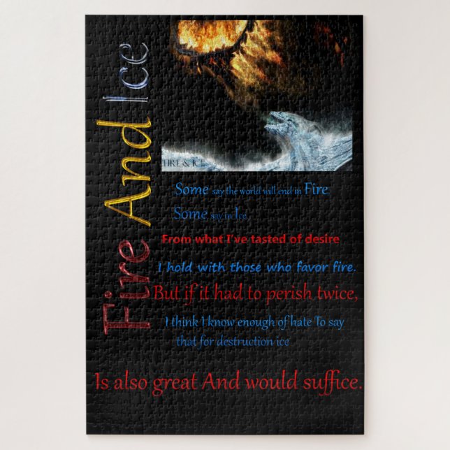 Fire And Ice Fighting Jigsaw Puzzle (Vertical)