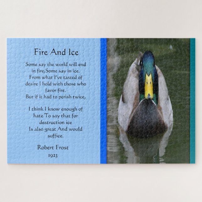 Fire And Ice Mallard Duck In Water Jigsaw Puzzle (Horizontal)