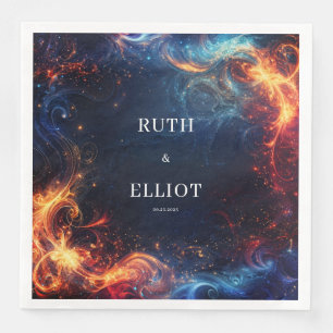Fire and Ice Nebula Celestial Swirl Abstract Napkin