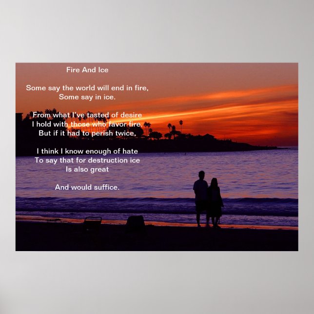 Fire And Ice Over A Burning Sunset Beach Poster (Front)