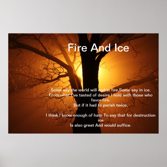 Fire And Ice Over A Burning Sunset Tree Poster (Front)