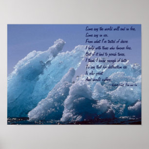 Fire and Ice over Floating Alaskan Ice Berg Poster