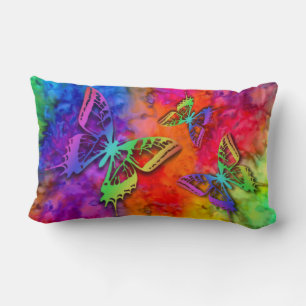 [Fire and Ice] Rainbow Boho Butterfly Tie-Dye Lumbar Pillow