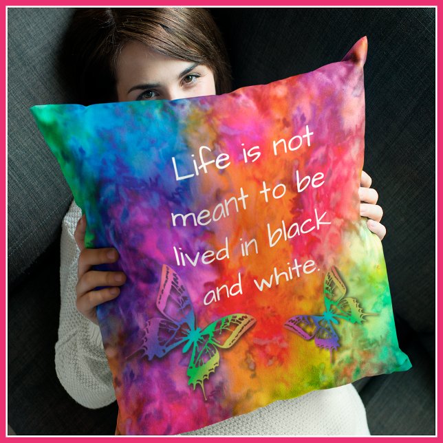 [Fire and Ice] Rainbow Boho Butterfly Tie-Dye Throw Pillow (Creator Uploaded)