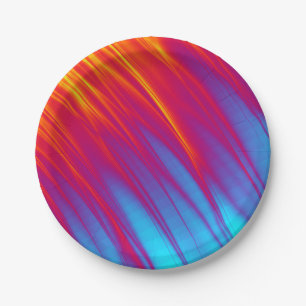 Fire and Ice - Red Blue Yellow Stripe Swoosh Paper Plate