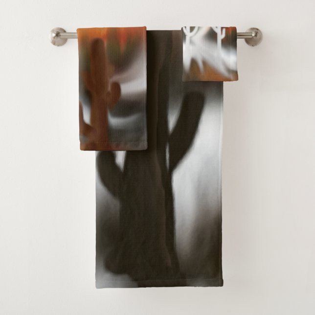Fire and Ice Southwest Abstract Art Bath Towel Set (Insitu)