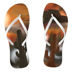 Fire and Ice Southwest Abstract Art Flip Flops