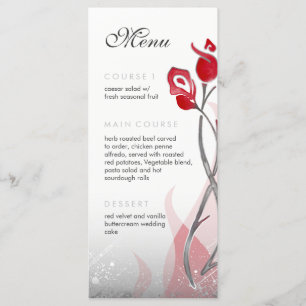 Fire and Ice Wedding Menu   Red Silver Roses