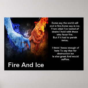 Fire and ice with a fire hand Ice hand poster